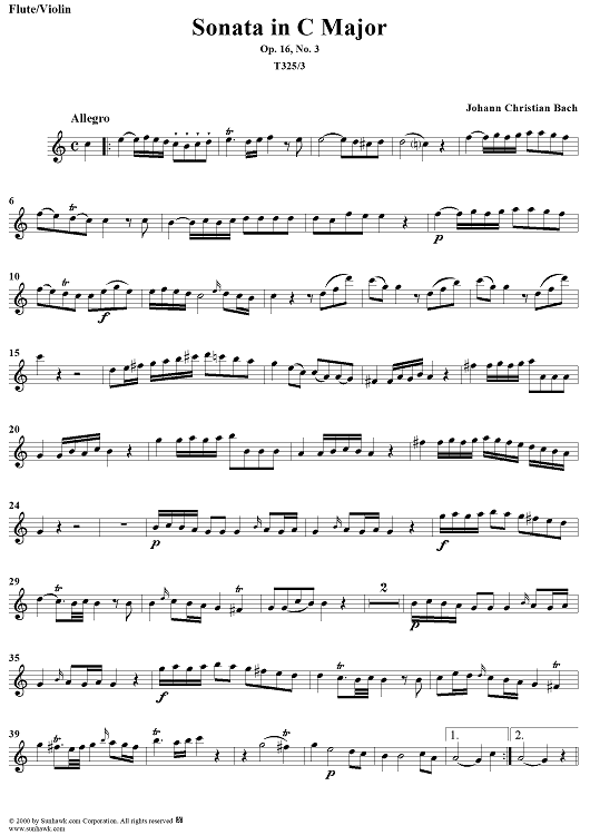 Sonata in C Major, Op. 16, No. 3 - Flute 1/Violin 1