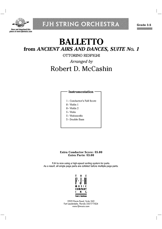 Balletto from Ancient Airs and Dances, Suite No. 1 - Score