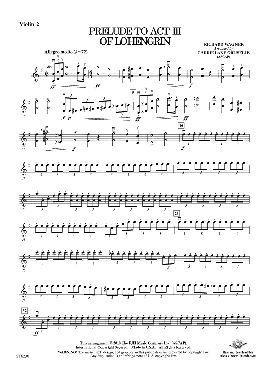 Prelude to Act III of Lohengrin - Violin 2