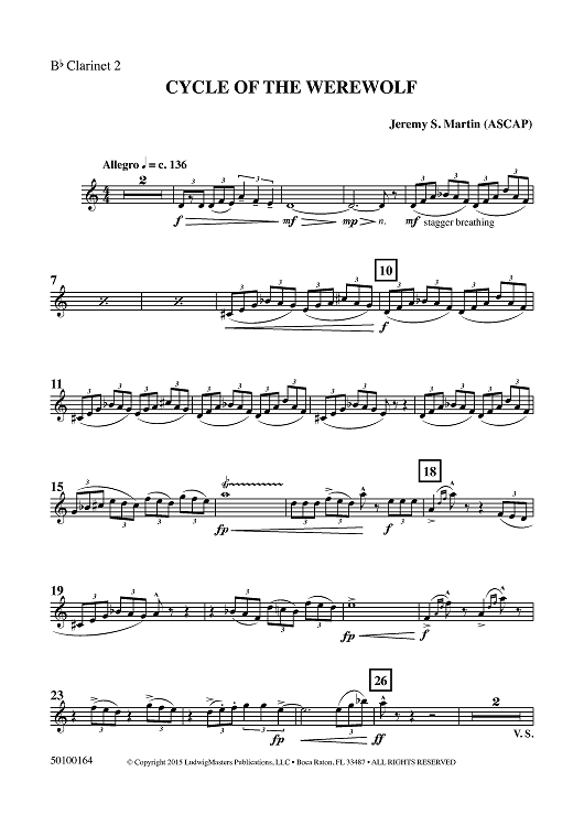 Cycle of the Werewolf - Clarinet 2 in Bb