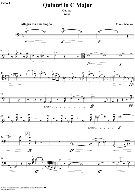 String Quintet in C Major, Op. posth. 163 - Cello 1