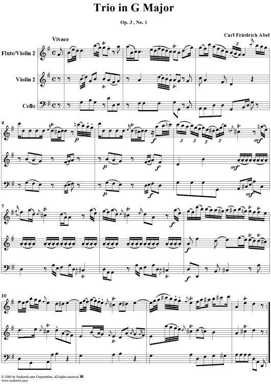 Trio in G Major Op. 3, No. 1 - Score
