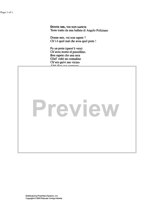 Donne mie, voi non sapete... - Lyrics