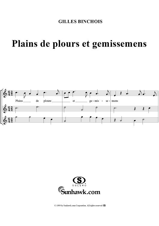 Plains de plours et gemissemens