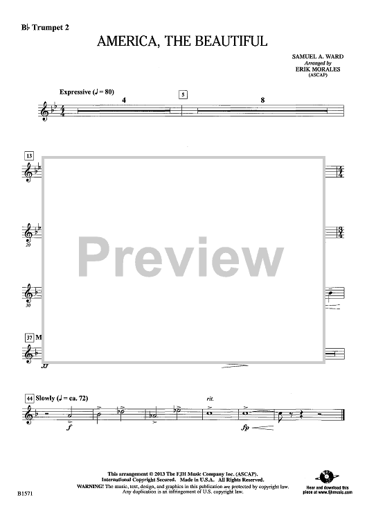 America, the Beautiful - Bb Trumpet 2