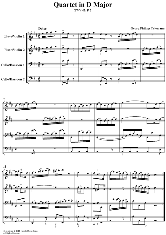Quartet in D major - Full Score