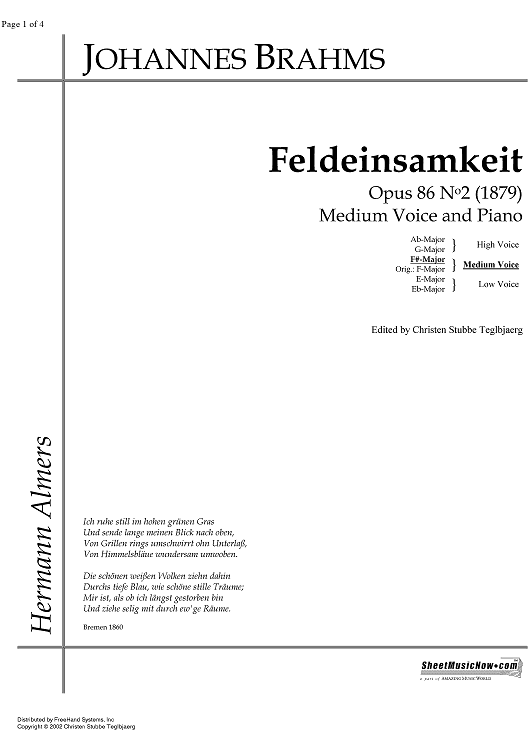 Feldeinsamkeit Op.86 No. 2