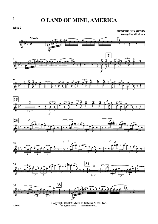 O Land Of Mine, America - Oboe 2