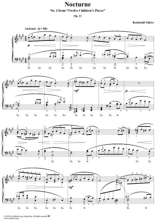 Nocturne - No. 2 from "Twelve Children's Pieces" Op. 31