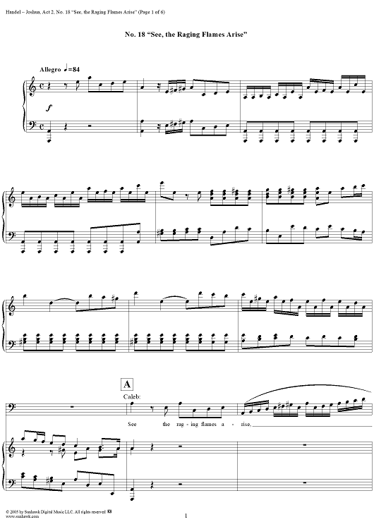 Joshua, Act 2, Nos. 18  "See, the raging flames arise"