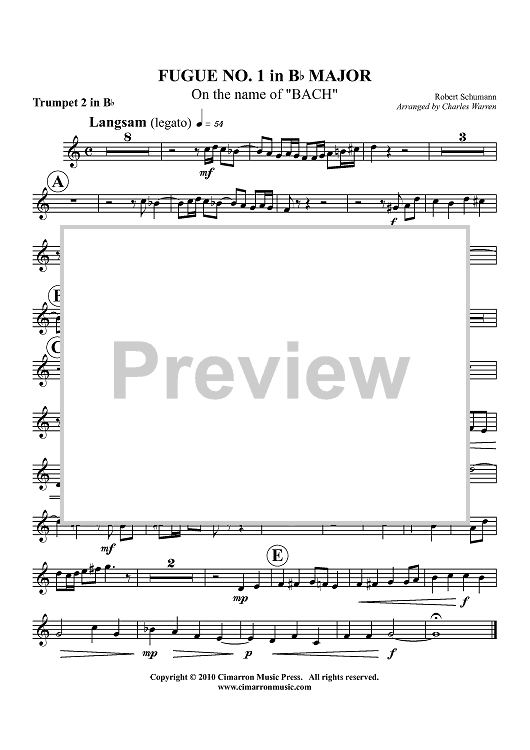 Fugue No. 1 in Bb Major - Trumpet 2 in Bb