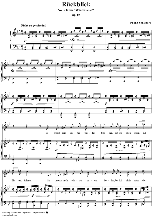 Winterreise (Song Cycle), Op.89, No. 08 - Rückblick, D911 - No. 8 from "Winterreise"  Op.89
