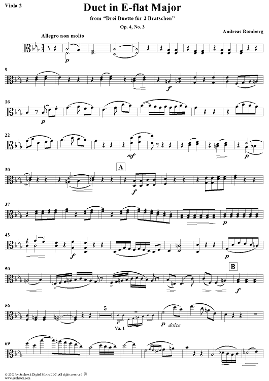 Duet No. 3 in E-flat Major - Viola 2