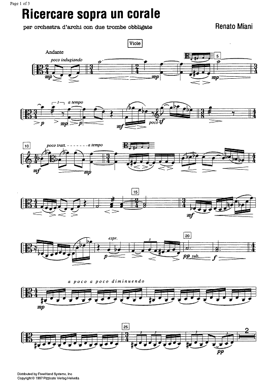 Ricercare sopra un corale - Viola