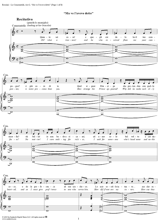 La Cenerentola, Act 2, Recitativo e Temporale - Vocal Score