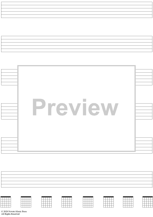 Manuscript Paper - Guitar Tab, 6 Staff
