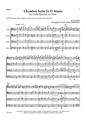 Chamber Suite in D Major for Cello Quartet or Choir - Score