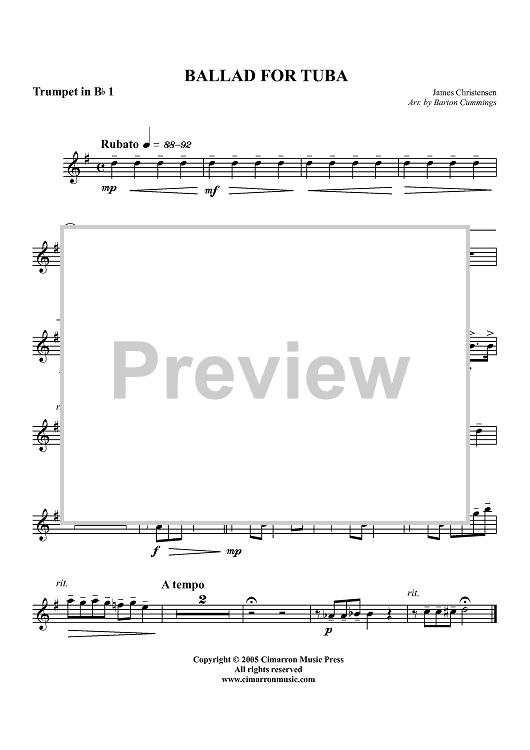 Ballad for Tuba - B-flat Trumpet 1