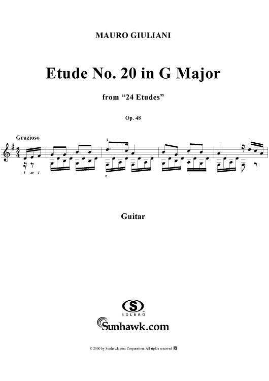 Etude No. 20 in G major - From "24 Etudes"  Op. 48