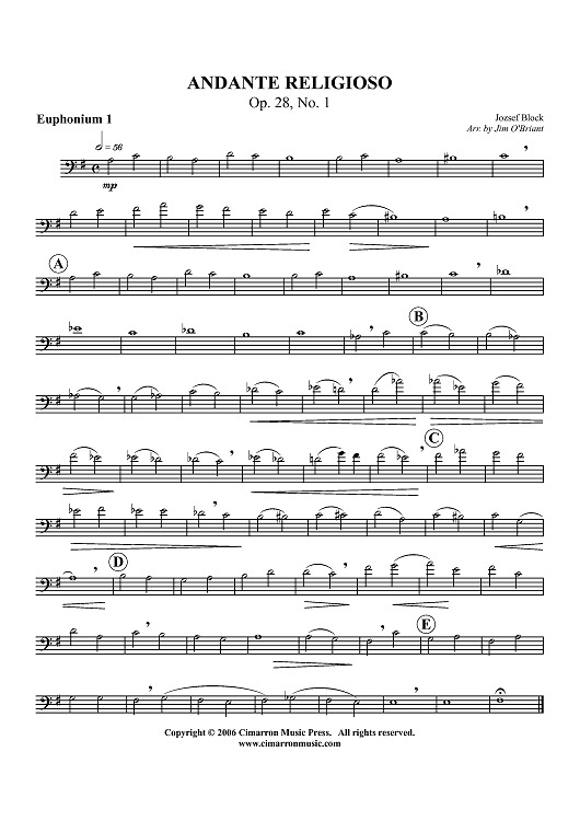 Andante Religioso, Op. 28, No. 1 - Euphonium 1 BC/TC