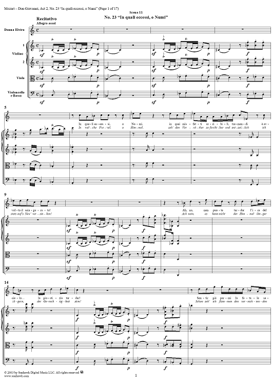 "In quali eccessi, o Numi", No. 23 from "Don Giovanni", Act 2, K527 - Full Score