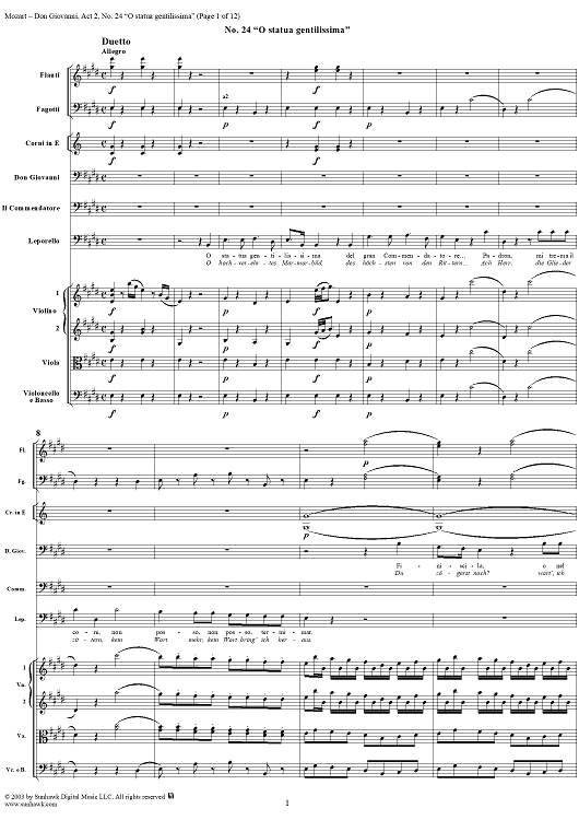 "O statua gentilissima", No. 24 from "Don Giovanni", Act 2, K527 - Full Score