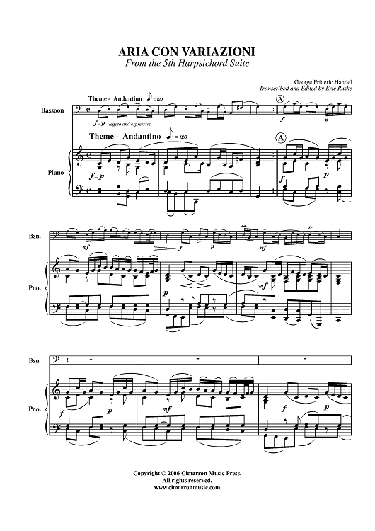 Aria Con Variazioni - Piano