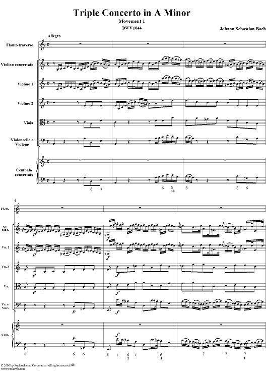 Triple Concerto in A minor, Movement 1 (BWV1044) - Score