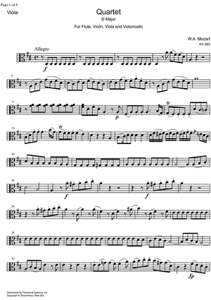 Quartet D Major KV285 - Viola