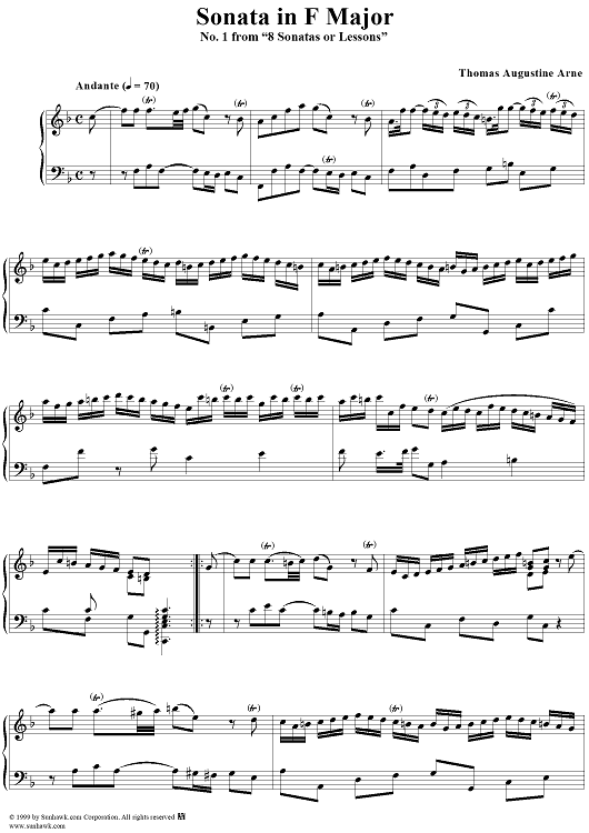 8 Sonatas or Lessons, No. 1 - Sonata in F major