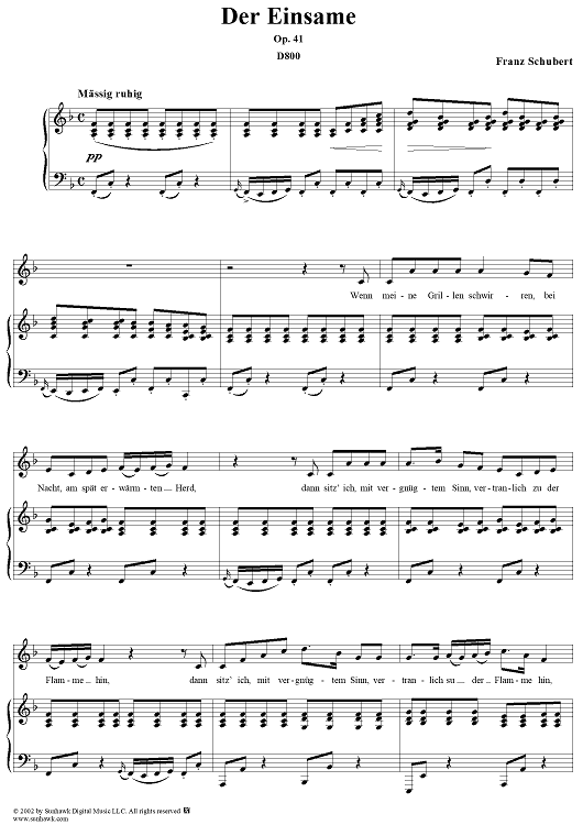 Einsame, Op.41, D800