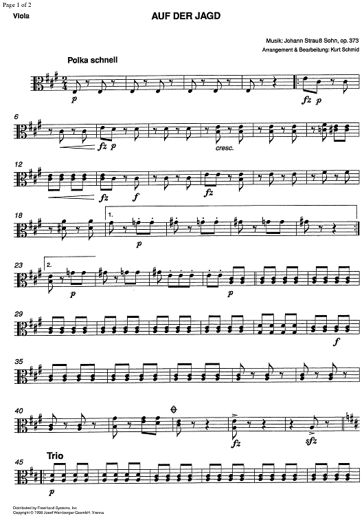 Auf der Jagd Op.373 - Viola