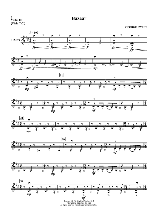 Bazaar - Violin 3 (Viola T.C.)