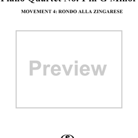 Piano Quartet no. 1 in G minor, op. 25 - Mvmt 4, Rondo Alla Zingarese (Presto)