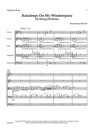 Raindrops on my Windowpane for String Orchestra - Score