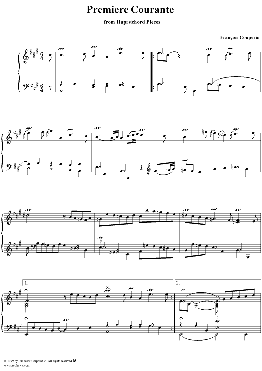 Harpsichord Pieces, Book 1, Suite 5, No.2:  Premiere Courante