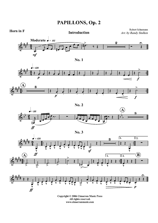 Papillons, Op. 2 - Horn in F