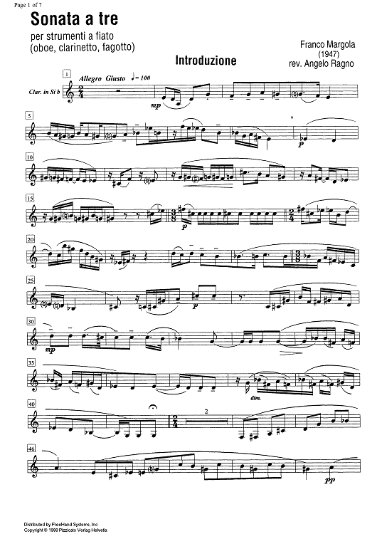 Sonata a tre - Clarinet in B-flat