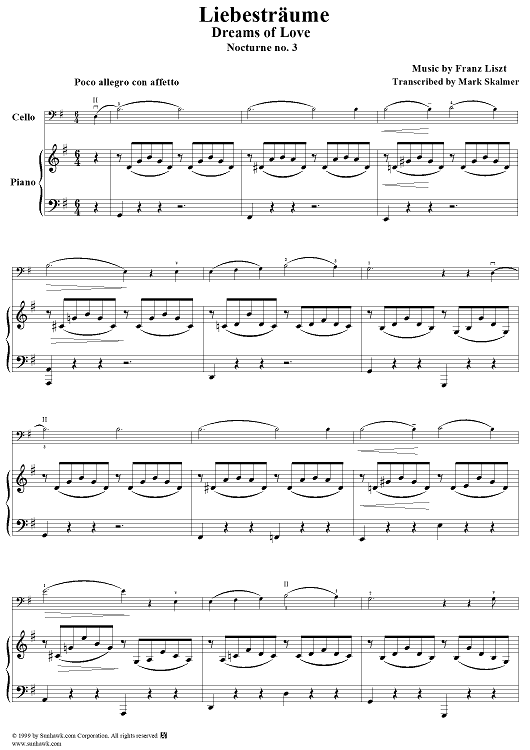 Liebesträume, Notturno No. 3 - Piano Score