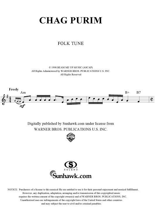Chag Purim - B-flat Instrument