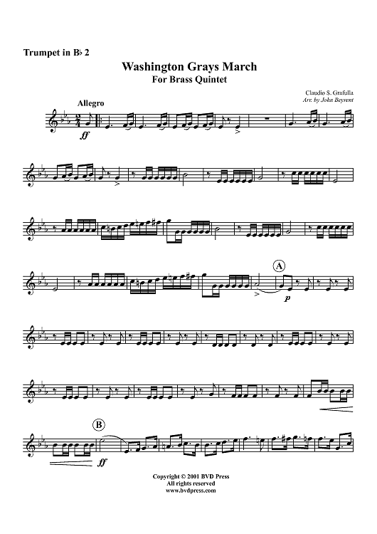 Washington Grays March - Trumpet 2 in Bb