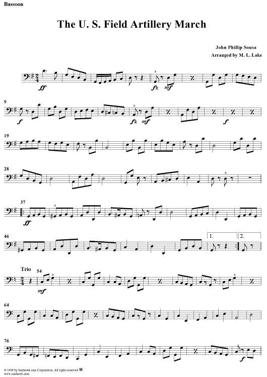 The U.S. Field Artillery March - Bassoon