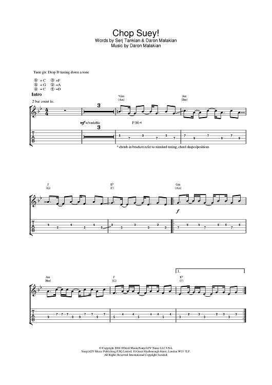 Chop suey chords discount