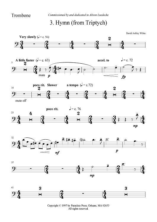 Hymn (from Triptych) - Trombone