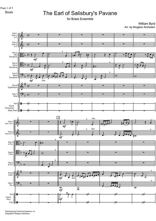The Earl of Salisbury's Pavane - Score