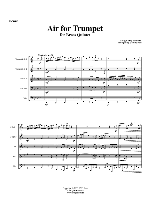 Air for Trumpet - Score