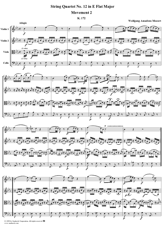 Quartet No. 12, Movement 2 - Score
