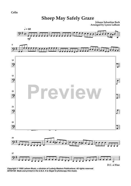 Sheep May Safely Graze - Cello