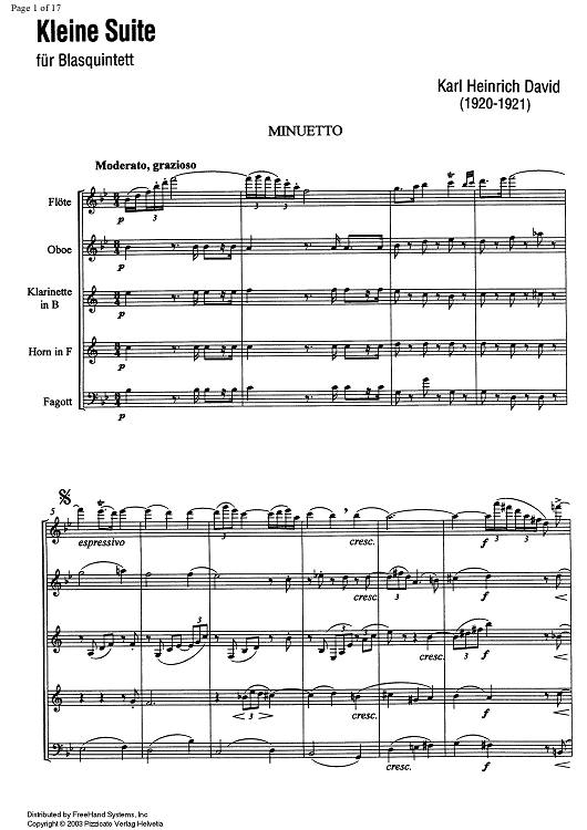 Kleine Suite (Little Suite) - Score