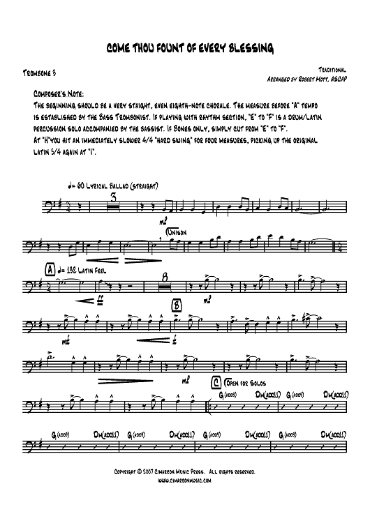 Come Thou Fount of Every Blessing - Trombone 3